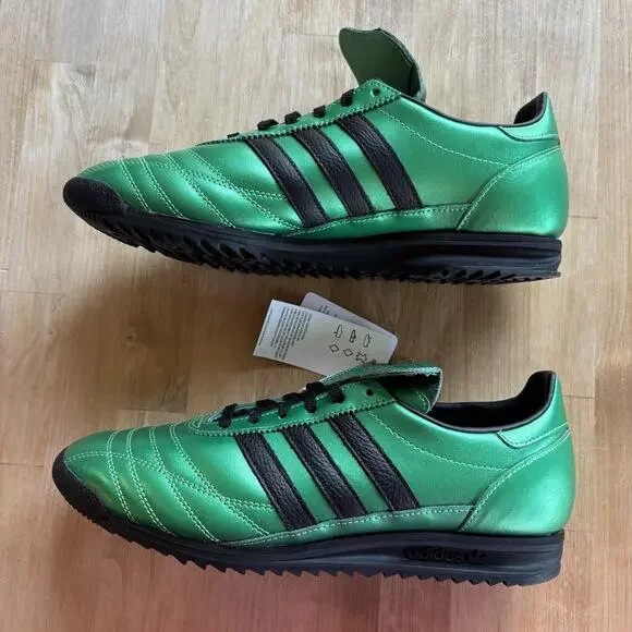 Adidas Green Black Leather metallic Soccer Sneakers Women’s 10 Retro Shoes NWOB - Picture 9 of 10